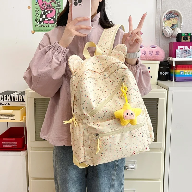满天星女款双肩包大容量学生书包两色可选工厂直发背包