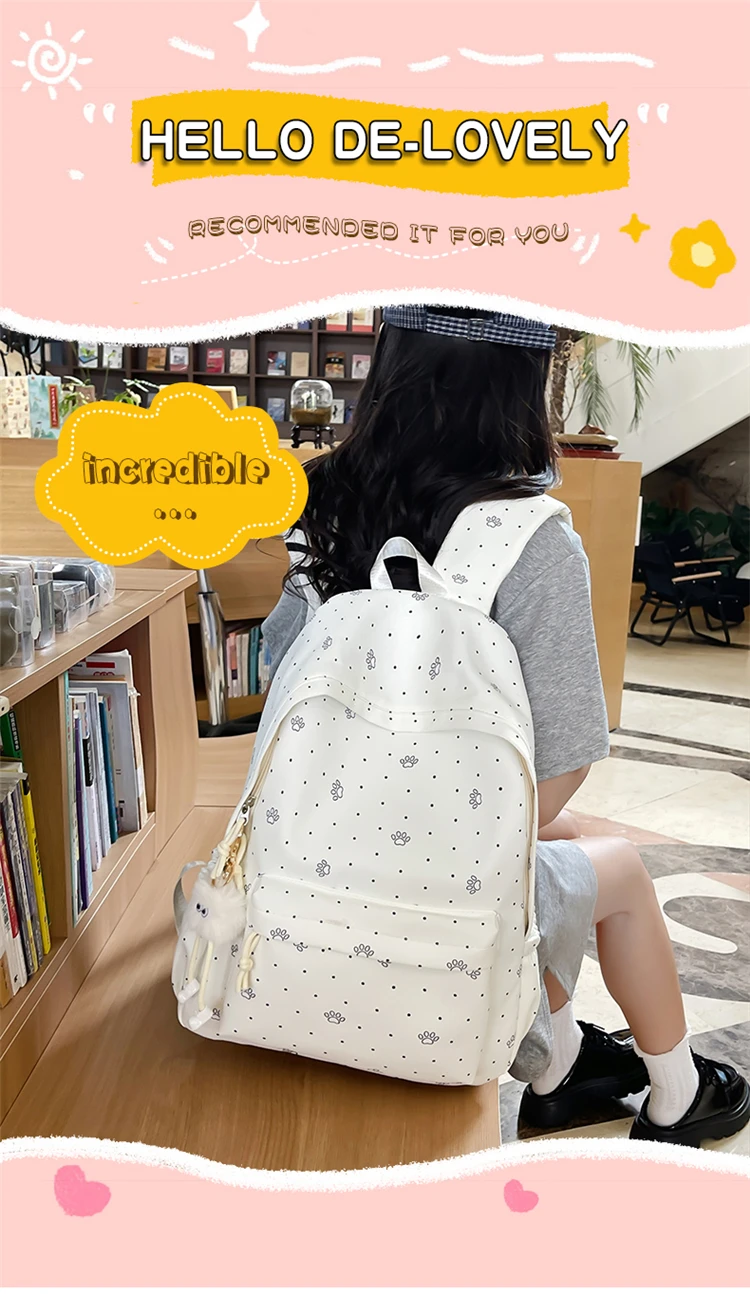 小脚丫女款双肩包小清新大容量背包初中生大学生背包