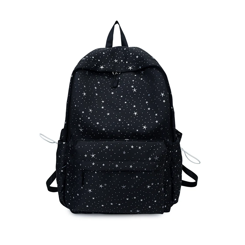 粉色星星印花双肩包女韩版轻便中学生书包少女大容量休闲旅行背包